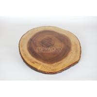 ราคา NT340 XL เขียงกลมเปลือกไม้ เขียงไม้ ธรรมชาติ ติดเปลือก XL Zopa Acacia wood Round Rustic Cutting board Wooden tray plate (2147702670)