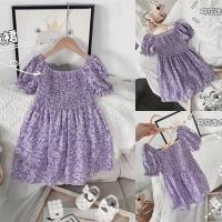 ราคา ชุดเดรสเด็กพิมพ์ลายดอกไม้สีม่วงอ่อน ผ้านิ่ม ผ้าชีฟอง ใส่สบาย ใส่น่ารักมาก พร้อมส่ง (14619393484)