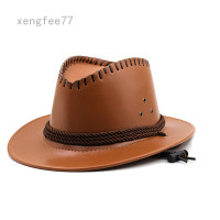 ราคา หมวกคาวบอยสำหรับผู้ชายผู้หญิงหมวกถังหนัง PU แบบตะวันตกหมวกคาวบอย (13997422644)