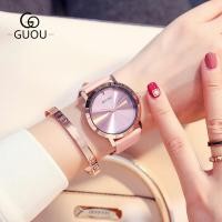 ราคา GUOU เข็มขัดควอตซ์ขนาดใหญ่หน้าปัดนาฬิกาผู้หญิงแฟชั่นนาฬิกาผู้หญิง8171บุคลิก (18173102887)
