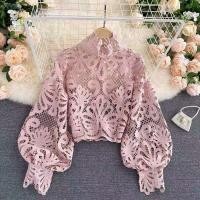 ราคา เสื้อเชิ้ตแขนกระดิ่งแฟชั่นสไตล์เกาหลีแบบใหม่สำหรับผู้หญิงเสื้อชิคนิชแบรนด์สไตล์ฝรั่งเศสเสื้อกันแดดลูกไม้แบบบางสำหรับผู้หญิงแขนยาว (20330096782)