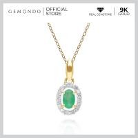 ราคา Gemondo จี้ทองคำ 9K ประดับมรกต Emerald ล้อมเพชร สไตล์คลาสสิกทรงรี จี้ทองคำแท้ จี้พลอย จี้มรกต จีพลอยทองแท้ พลอยเขียว (18977593882)