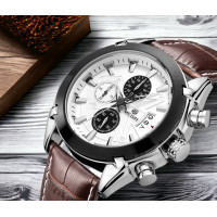 ราคา MEGIR แบรนด์แท้ ร้านไทยส่งเร็ว นาฬิกาผู้ชาย สายหนัง (17292203383)