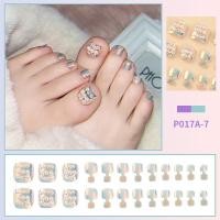 ราคา PINPAI เล็บปลอมเล็บเท้าสั้นแบบกดบนเล็บ24ชิ้นคลุมทั้งหมดปลายเล็บเท้าพร้อมอุปกรณ์ประดับตกแต่งดีไซน์แบบปลอมเล็บเท้า (18455411605)