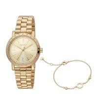 ราคา Esprit นาฬิกาข้อมือผู้หญิงสายสแตนเลสรุ่น ES1L298M0065 และ สร้อยข้อมือสีทอง (18575915889)