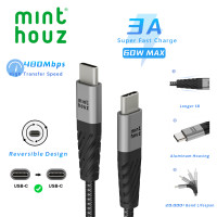 ราคา USB C เป็น USB C 3A 60W สายชาร์จเร็ว MINTHOUZ 1 Pack 3ft Type C สายชาร์จเข้ากันได้กับ Google Pixel 2 2 XL MacBook Pro MacBook Air iPad Pro Nintendo Switch s21 Samsung S21 S21พิเศษไนลอนถัก สีเทา (20131