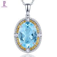 ราคา Lohaspie เครื่องประดับอัญมณีตัดรูปไข่จี้บุษราคัมสีน้ำเงินท้องฟ้าธรรมชาติแท้8กะรัต925จี้เงินเครื่องประดับห้อยแฟชั่นผู้หญิงจี้บุษราคัมสีน้ำเงิน (20237076046)