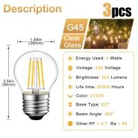 ราคา 3ชิ้น G45หลอดไฟเอดิสัน LED E27 4W 40W หลอดไส้เทียบเท่า LED ไส้หลอดไฟ2700K หลอดไฟอุ่นสีขาวหรี่ได้สำหรับแสงโบราณห้อยในบ้าน (19844328588)