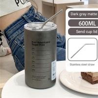 ราคา 600 ml ถ้วยกาแฟสแตนเลสเก็บความร้อน 304 สแตนเลส เก็บร้อน เย็น แก้วกาแฟ แก้วเก็บความเย็น เก็บความร้อน ความจุขนาดใหญ่ มีฝาและหลอดให้ (20480893909)