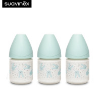 ราคา Suavinex แพ็ค 3 ชิ้น ขวดนมลาย HYGGE รุ่น Premium polyamide wide neck bottle with round teat ขนาด 150ml เหมาะสำหรับอายุ 0 เดือน (19652104907)