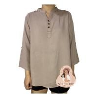 ราคา เสื้อสปันสีพื้นแขนยาว คอจีน อก 42 เสื้อสาวอวบ เสื้อผู้หญิงแฟชั่น ผ้าเนื้อนิ่ม (6632642415)