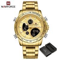 ราคา NAVIFORCE Men Digital Watch Casual Stainless Steel Analog Wristwatch Quartz Waterproof Watches Fashion Business Chronograph Military Multifunctional Clock NF9182 (20767478796)