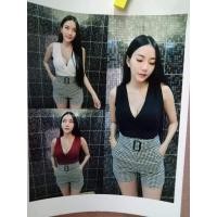 ราคา กางเกงขาสั้น ลายสก๊อต เอวสูง ดีเทวเข็มขัด ซิปหลัง ผ้ายืดสกินนี่ มีกระเป๋า 2 ข้าง (17557632651)