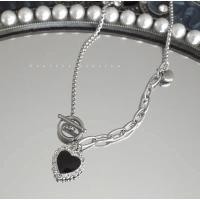 ราคา สร้อยคอหัวใจสีดำ โซ่แบบกลัด (19743577200)