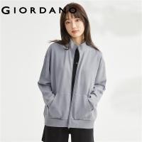 ราคา GIORDANO Women Jackets Stand Collar Kanga Pocket Sweat Jackets Solid Color Simple Basic Fashion Casual Terry Jackets 13373101 (19953407484)