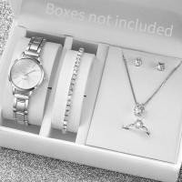 ราคา Fashion Small Dial Women Watches Silver Steel Band Quartz Wrist Watch Diamond Jewelry Set (21052885356)