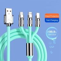 ราคา 3 IN 1 สายชาร์จ โลหะผสมสังกะสี 120W 6A ชาร์จเร็วมาก USB สําหรับ Micro Type C พร้อมไฟแสดงสถานะ 480 Mbps (19940409043)