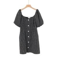 ราคา Pomelo เดรสผ้าทวิตสีดำ Used Like New Preloved (20605528985)