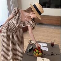 ราคา Kowie Korea 338 Sugar Brown เดรสยาวสีน้ำตาล ลายสก็อต (20019168549)