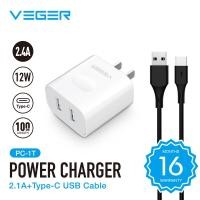 ราคา VEGER ชุดชาร์จเร็ว 2 4A Fast Charger สำหรับ Micro USB Type C L 3in1 ความยาว 1M (16602545588)
