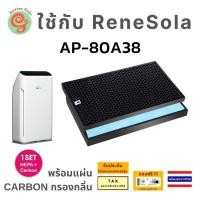 ราคา แผ่นกรองเครื่องฟอกอากาศ ReneSola AP 80A38 ได้ทั้งไส้กรองอากาศ HEPA filter กรองฝุ่น pm 2 5 และ แผ่นคาร์บอนนกรองกลิ่น Carbon filter timtec (17516428197)