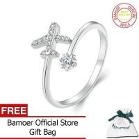 ราคา BAMOER ของแท้925เงินสเตอร์ลิงเครื่องบินบินแหวนเปิดนิ้วสำหรับผู้หญิงแหวนปรับได้ CZ เครื่องประดับละเอียด SCR623 (19920171346)