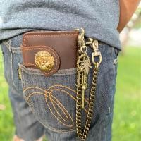 ราคา PSA Leather กระเป๋าสตางค์หนังแท้ โซ่ทองเหลือง พวงกุญแจ 02 สไตล์วินเทจ เท่ๆ ได้ครบชุด (1068612525)