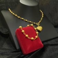 ราคา สร้อยคอ ข้อมือ 2 พร้อมจี้หัวใจขนาดกลาง ลายเม็ดปะคำ แถมตะขอ2ตัว (17855033664)