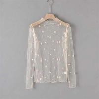 ราคา DMYP เสื้อยืดคอเต่าแขนยาวสำหรับผู้หญิงเสื้อตาข่ายซีทรูแบบใส (11809570826)
