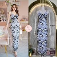 ราคา แม๊กซี้เดรสสายเดี่ยวงานผ้าลูกไม้ งานปักลายดอกไม้ (20316721237)