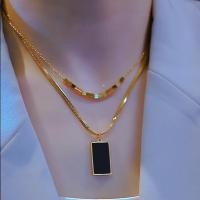 ราคา ใหม่แมทช์ไทเทเนียมเหล็กลูกปัดสีดำสร้อยคอสี่เหลี่ยม (20579504732)