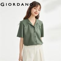 ราคา Hot Giordano ผู้หญิงเสื้อ SAILOR COLLAR ปุ่มปิดเสื้อแขนสั้นฤดูร้อนผ่อนคลายแฟชั่น Casual MODE เสื้อ13343305 (19761295963)