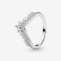 ราคา 925 sterling silver Inlaid shiny zirconia Princess Wishbone Ring women fashion DIY jewelry valentines day gift for girlfriend (14640064529)