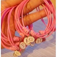 ราคา สร้อยข้อมือตัวอักษร เชือกคอตตอนเกาหลี เคลือบเงา สีชมพู ราคาต่อเส้น (20592356583)