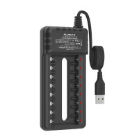 ราคา Pujimax ที่ชาร์จแบตเตอรี่เร็วเอาต์พุต USB 8ช่องป้องกันการลัดวงจรเหมาะสำหรับแบตเตอรี่แบบชาร์จได้ AA aa nimh (21170955447)