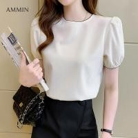 ราคา AMMIN Tops 2021ฤดูร้อนใหม่สไตล์พัฟแขนเย็บปักถักร้อยลูกไม้ตุ๊กตาเสื้อสตรีปักลายผู้หญิงแฟชั่น Elegant สั้นเสื้อชีฟอง (8084698001)