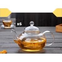 ราคา กาชงชา กาน้ำชา 800ml พร้อมชุดแก้วน้ำชา ชุดกาชงชา ชุดกาน้ำชา ชุดชา ชุดน้ำชา ที่ชงชา กาชงชาแก้วใส กาต้มชา กาชา แก้วน้ำชา (12725243246)