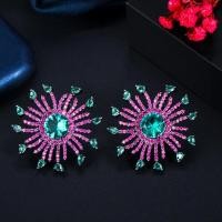 ราคา ต่างหูสตั๊ดพร้อมด้วยแทนซาไนซ์สีเขียวอ่อนดีไซน์ทรงดอกไม้เพชร CZ สีแดงกุหลาบเต็มอันสวยงามเครื่องประดับเครื่องแต่งกายผู้หญิง SE220 (19525327774)