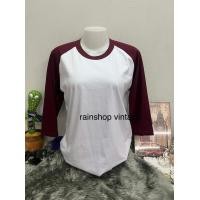 ราคา ทู้โทนเสื้อสีพื้นทูโทนแขนยาว เสื้อสีพื้นทูโทนแขนยาวสไตล์วินเทจ (12642680123)