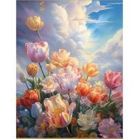 ราคา ภาพวาดขนาด40X50ซม พร้อมตัวเลขสำหรับการวาดภาพงานฝีมือรูปภาพตกแต่งบ้านตกแต่งภายในดอกโบตั๋นแสงจันทร์ (20712971773)