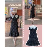 ราคา เดรสผ้าคอตตอนลินินลายจุดเนื้อนุ่มใส่สบาย โทนสีขาวดำสวยคลาสสิค ดีเทลคอปกปักฉลุดอกไม้สวยงาม ชายระบายพริ้วสวย ลูกค้าใส่ลุควันทำงานหรือวันสบายๆ ไปชอปปิ้ง เดินห้างก็สวยทุกลุคค่ะ รุ่นนี้ทรงสวย แพทเทิร์นเนี้