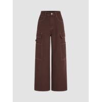 ราคา Cider Denim High Waist Pocket Wide Leg Cargo Jeans (21188150093)