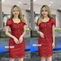 ราคา TW20065 เดรสแขน ผ้าแก้ว แต่งกระดุมหน้า (20814955565)