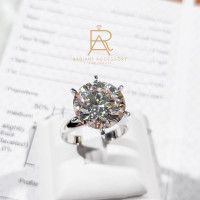 ราคา แหวนเงินแท้ฝังเพชร Moissanite 11 กะรัต ชุบทองคำขาว (19503015676)