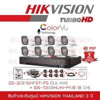 ราคา SET HIKVISION HD 8CH 5MP ColorVu DS 2CE10KF0T FS 3 6mm iDS 7208HUHI M1 E 8CH HDD 1TB ADAPTORหางกระรอก CABLE x8 HDMI 3 M LAN 5 M BY BILLIONAIRE SECURETECH (10902375705)