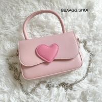 ราคา พร้อมส่งจากไทย Pinky Heart 162 กระเป๋าสะพายข้าง และสะพาย Crossbody ใส่มือถือเครื่องใหญ่ได้ มีโซ่แถมให้ ถอดออกได้ (18477061411)