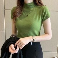 ราคา Shein เสื้อคอเต่า ไหมพรมคอเต่า เสื้อคอเต่า ผญ ผ้าไหมพรมยืด สไตร์สาวเกาหลี แขนสั้น คอกลม 473 (10173908833)