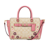ราคา กระเป๋าถือ Coach แท้ รุ่นหรู Coated canvas ลาย Signature และหนังแท้ ประดับหนังรูปดาว มีสายยาว มีหมุดที่ฐาน COACH 31194 BLAKE CARRYALL 25 IN SIGNATURE CANVAS WITH FLORAL APPLIQUE Pink (7185264458)