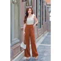 ราคา DressyPพร้อมส่ง รหัสP022 กางเกงขายาว ขาบาน เอวสูง ผ้านาโนลายริ้ว ซิปหลัง ใส่ทำงานไซส XS L (15366902851)