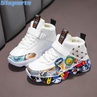 ราคา รองเท้าผ้าใบหุ้มข้อ51สำหรับเด็กรองเท้ากีฬาลำลองสำหรับแฟชั่นเด็กผู้ชายทนต่อการสึกหรอรองเท้าบาสเก็ตบอลพื้นรองเท้านิ่มสำหรับเด็กโต (20413216566)